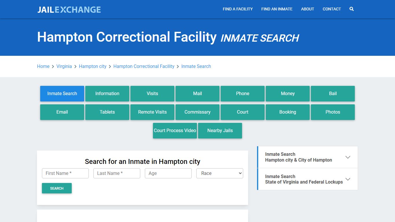 Hampton Correctional Facility, VA Inmate Search: Roster & Mugshots