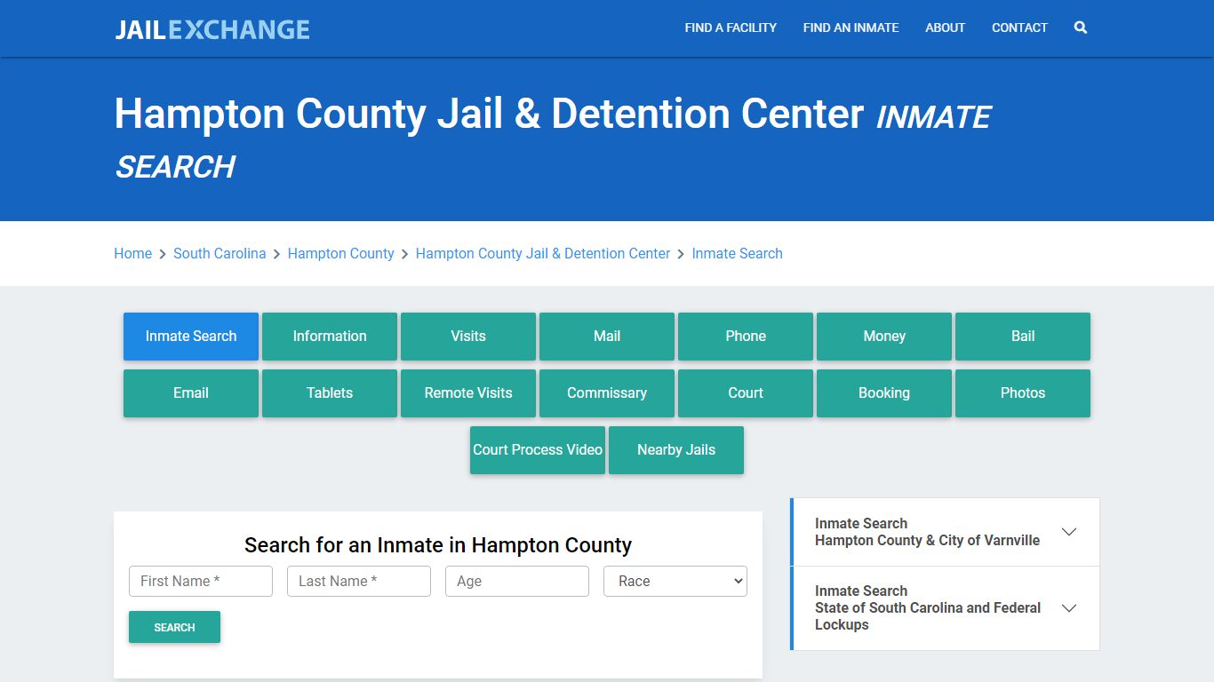 Hampton County Jail & Detention Center Inmate Search