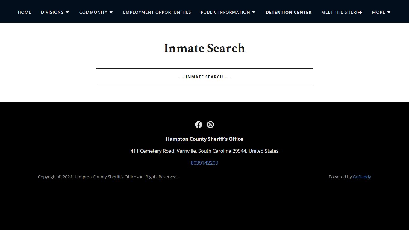 Detention Center | Hampton County Sheriff's Office